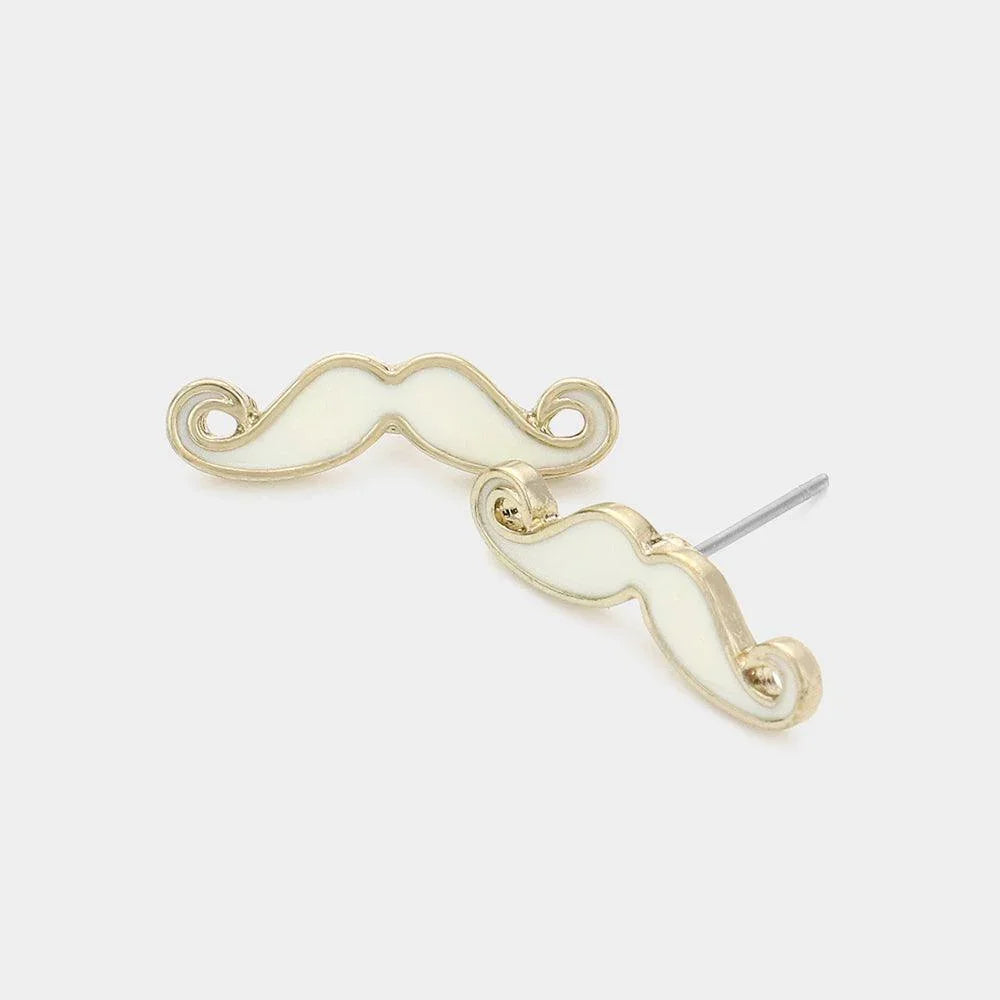 White Mustache stud earrings - Jewelry Store by Erik Rayo