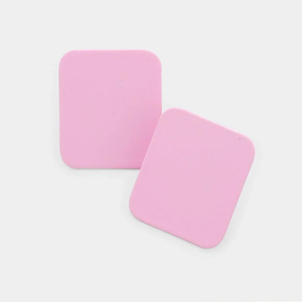 Pink Rectangle Stud Earrings - Jewelry Store by Erik Rayo