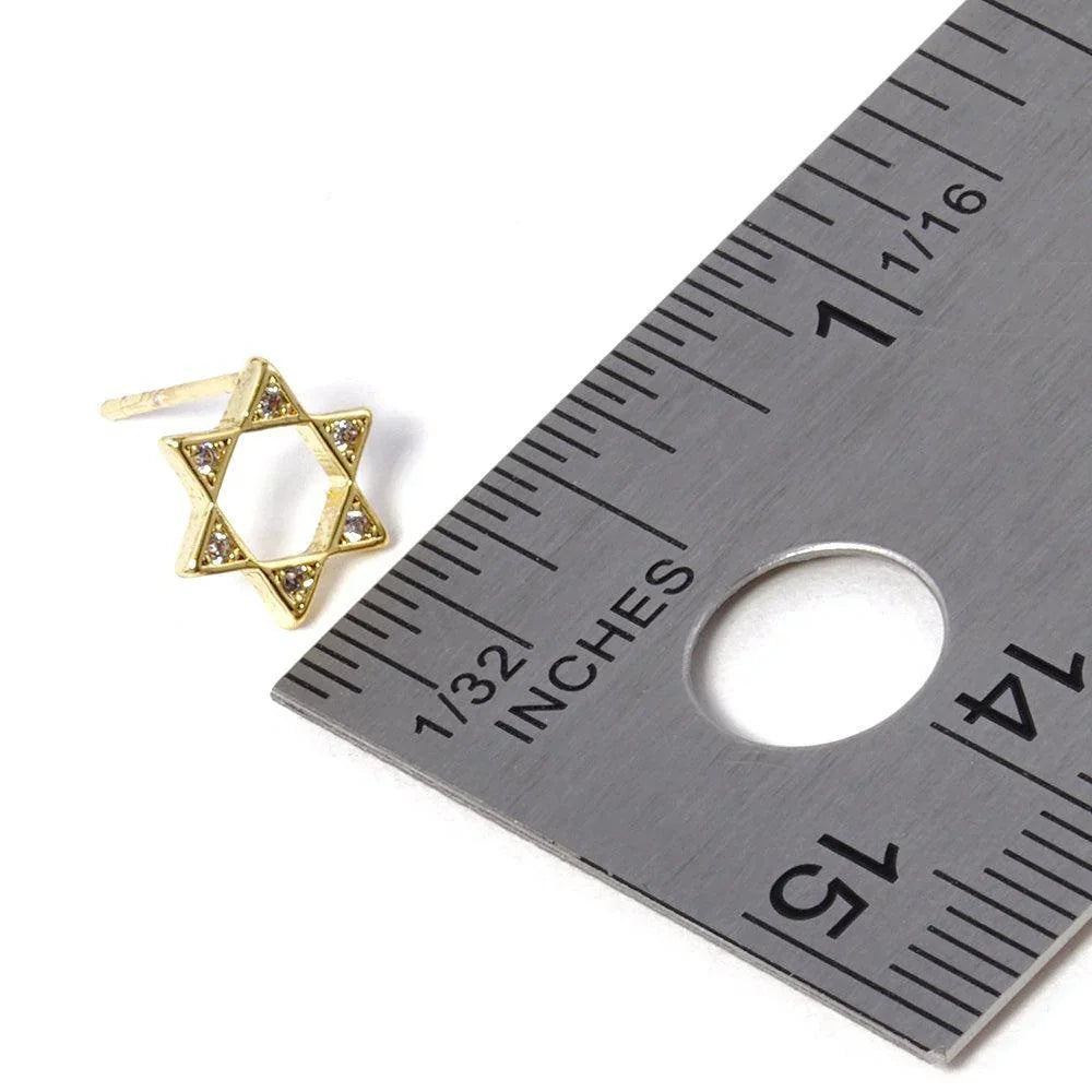 Silver Gold Dipped Stone Pointed Star Of David Stud Earrings - Jewelry Store by Erik Rayo