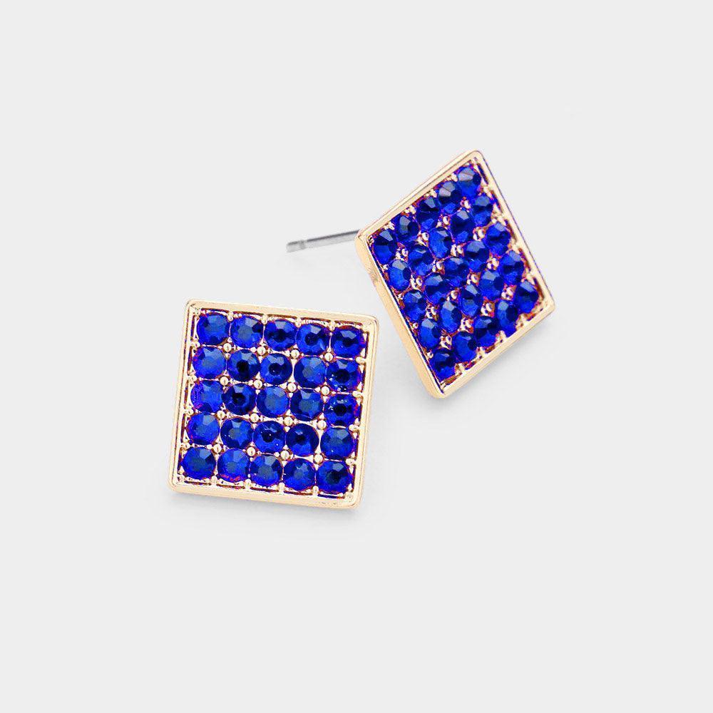 Rhinestone Embellished Square Stud Earrings - Jewelry Store by Erik Rayo