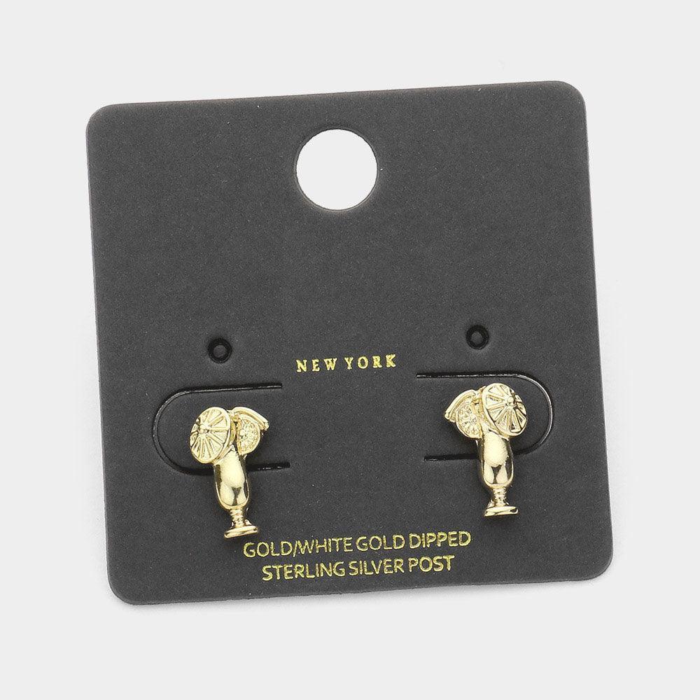 Silver Gold Dipped Metal Cocktail Stud Earrings - Jewelry Store by Erik Rayo