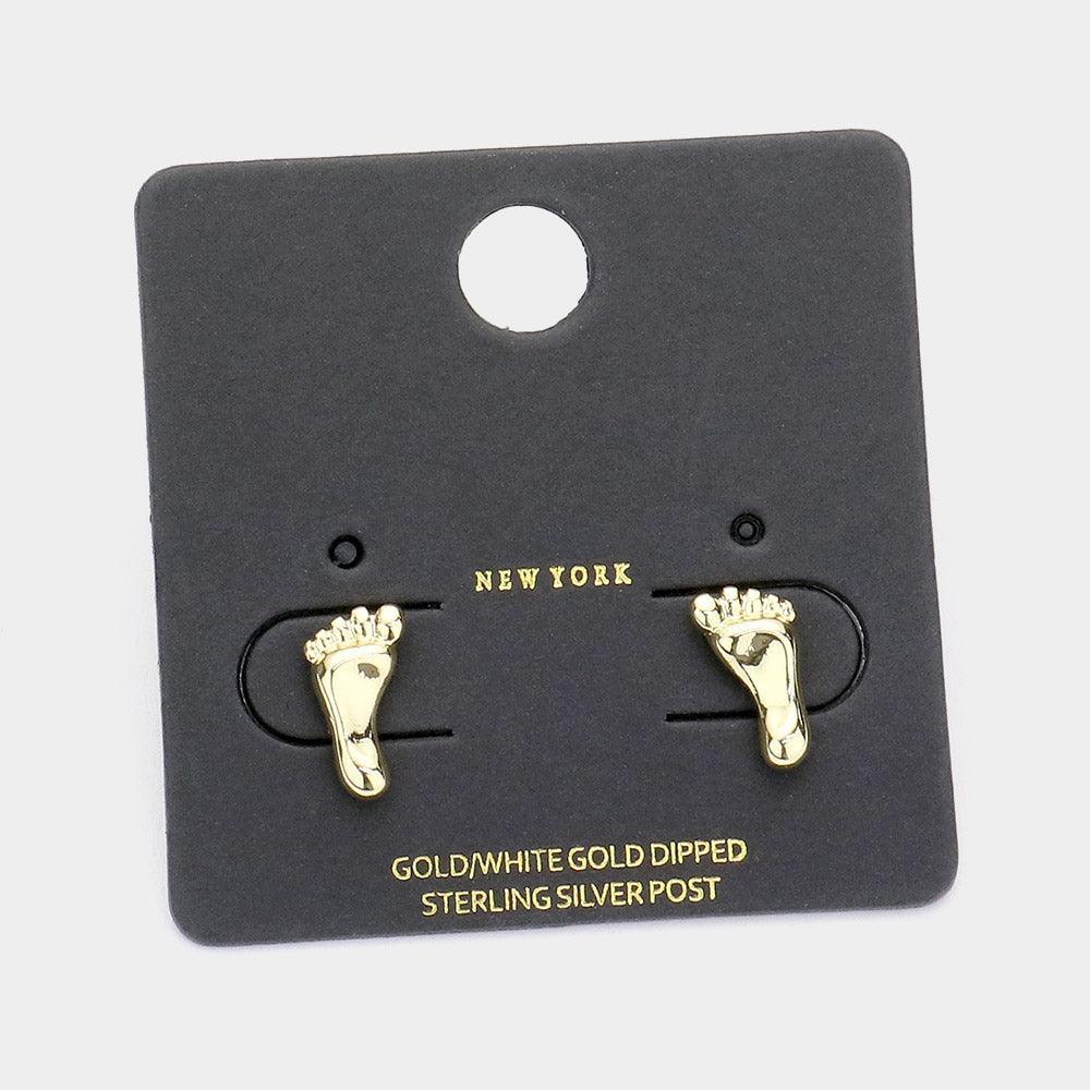 Silver Gold Dipped Metal Foot Stud Earrings - Jewelry Store by Erik Rayo