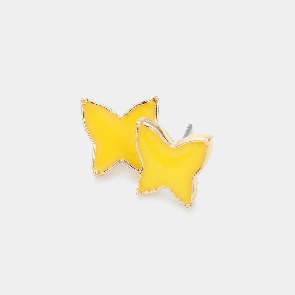 Yellow Enamel Butterfly Stud Earrings - Jewelry Store by Erik Rayo