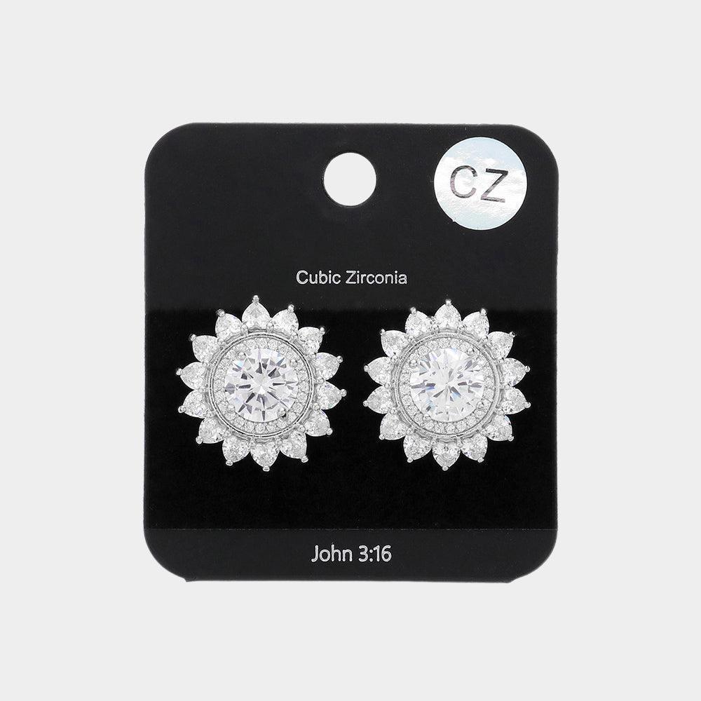 CZ Sunflower Stud Earrings - Jewelry Store by Erik Rayo