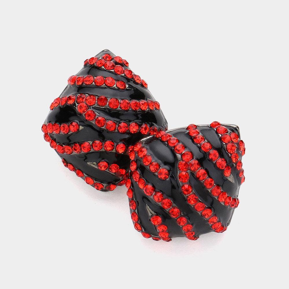 Red Stone Paved Abstract Patterned Stud Earrings - Jewelry Store by Erik Rayo