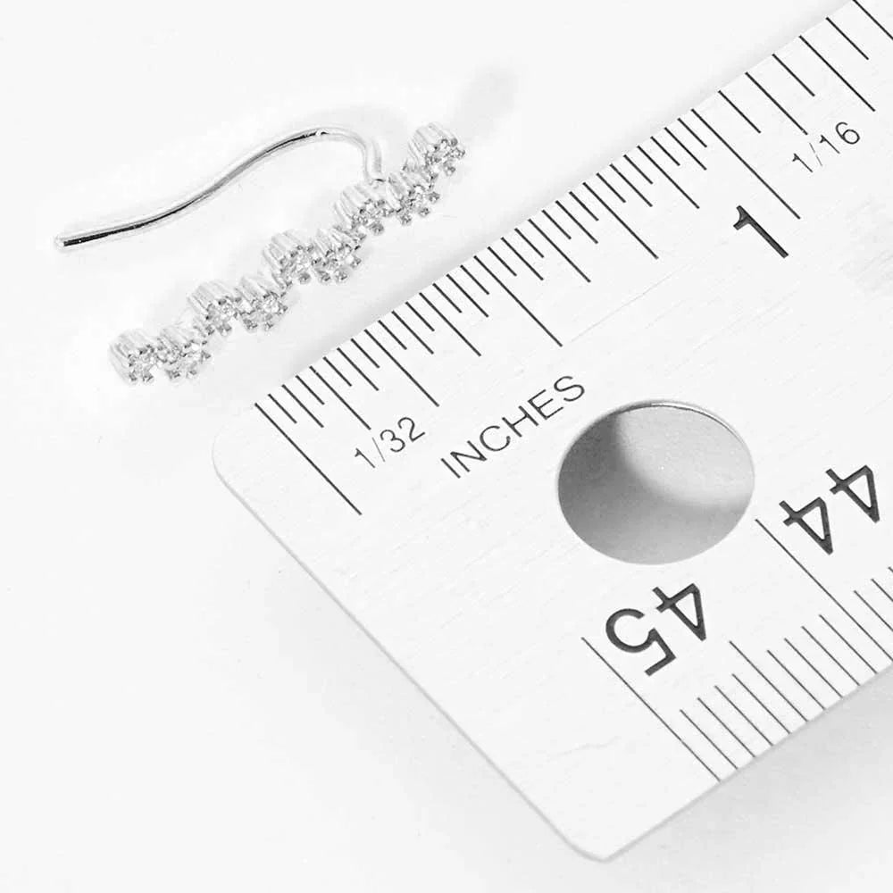 Clear White Gold Dipped Round CZ Cluster Climber Earrings - Jewelry Store by Erik Rayo