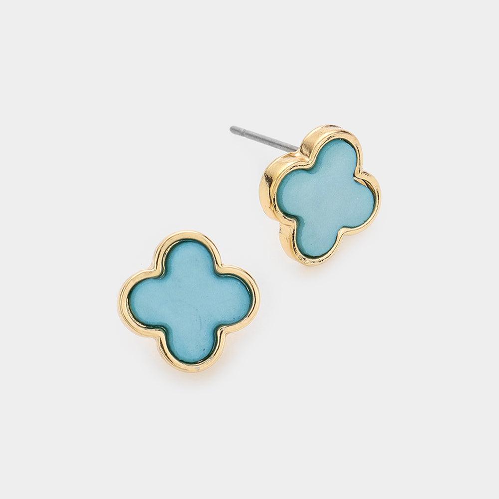 Turquoise Quatrefoil Stud Earrings