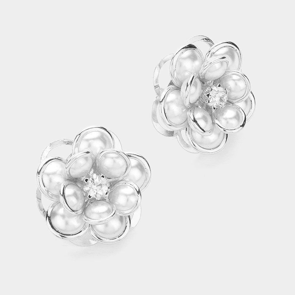 Pearl Flower Stud Earrings - Jewelry Store by Erik Rayo