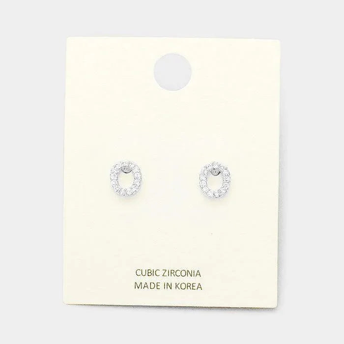 Clear 'O' Cubic Zirconia Monogram Stud Earrings - Jewelry Store by Erik Rayo