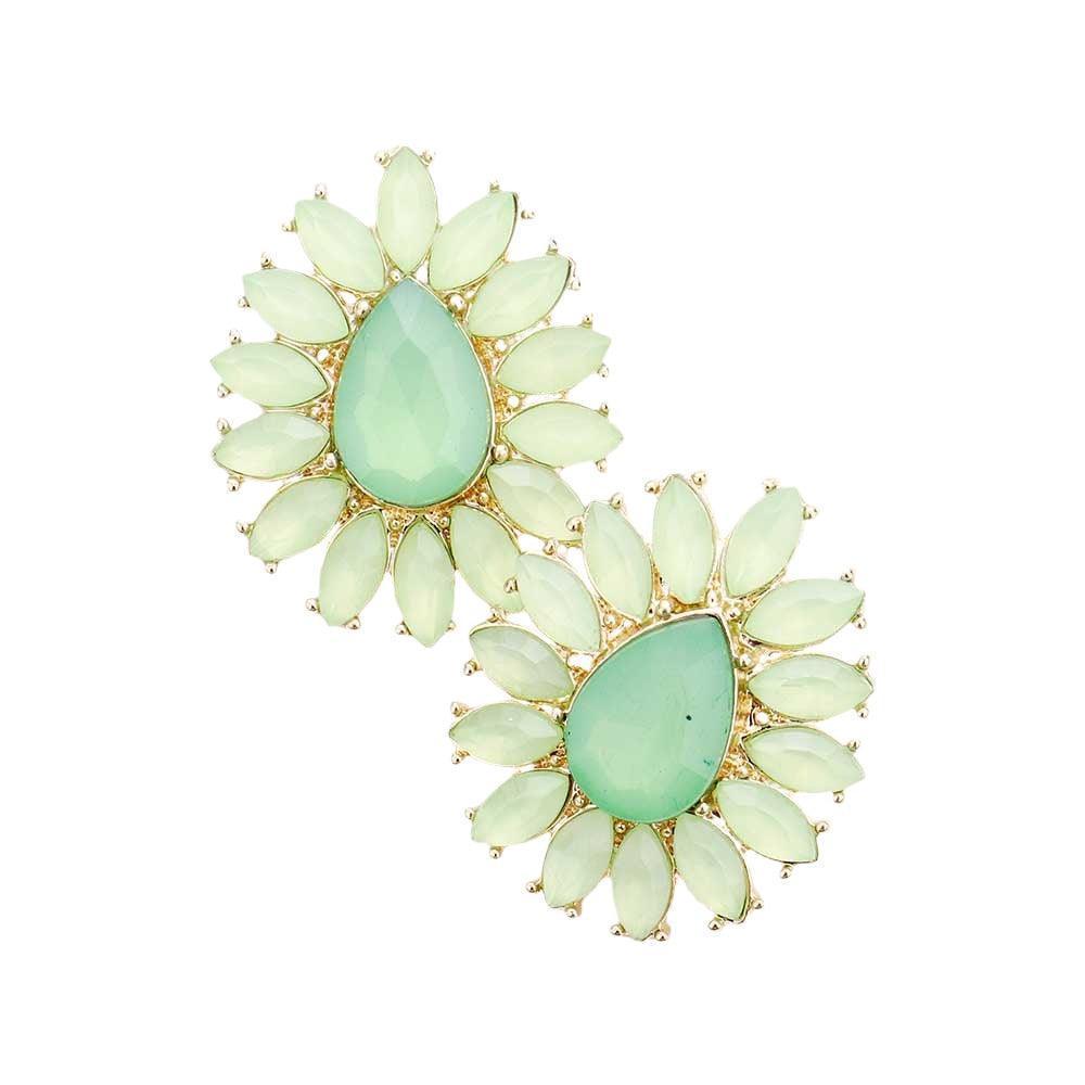 Green Gemstone flower stud earrings - Jewelry Store by Erik Rayo