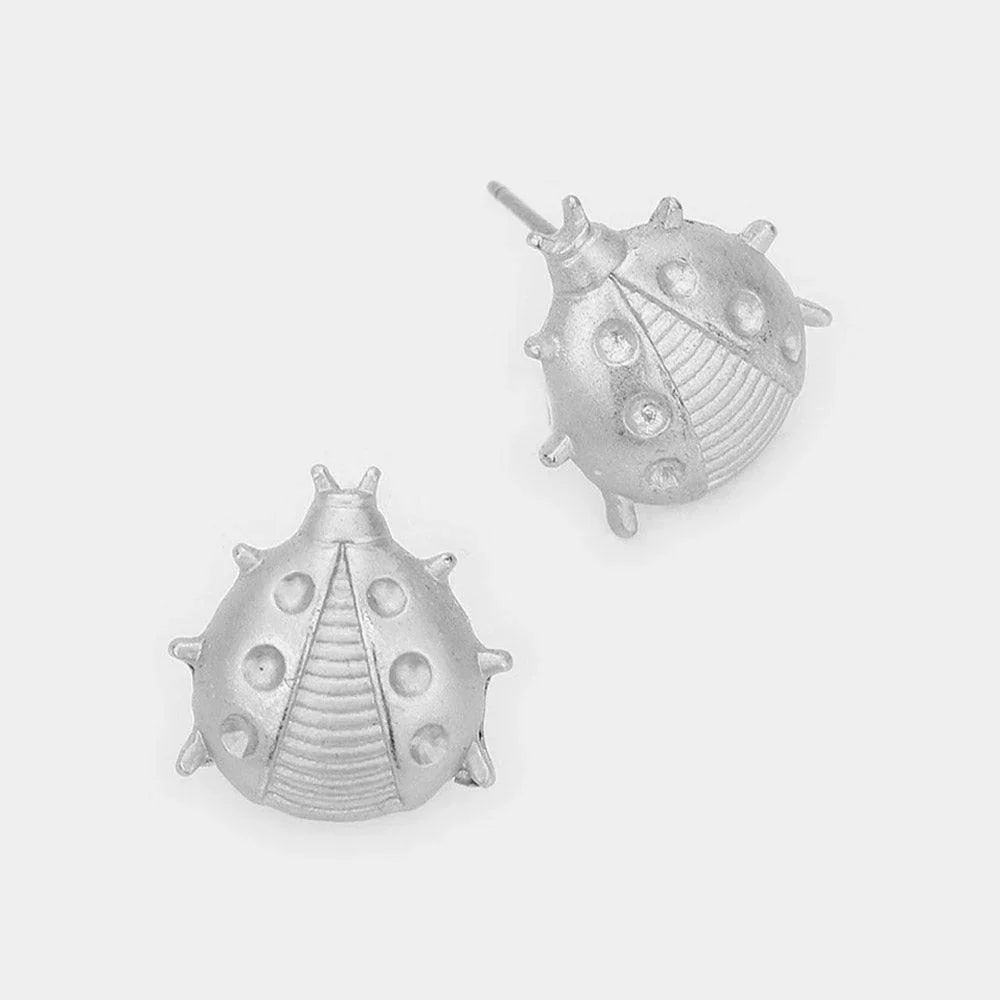 Silver Ladybug Stud Earrings - Jewelry Store by Erik Rayo