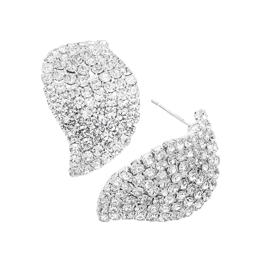 Clear Swirl Crystal Rhinestone Stud Earrings - Jewelry Store by Erik Rayo