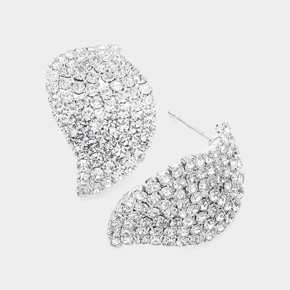 Clear Swirl Crystal Rhinestone Stud Earrings - Jewelry Store by Erik Rayo