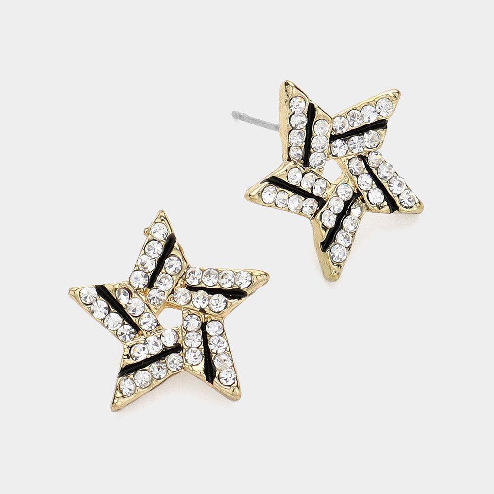 Clear Crystal Stone Paved Star Stud Earrings - Jewelry Store by Erik Rayo
