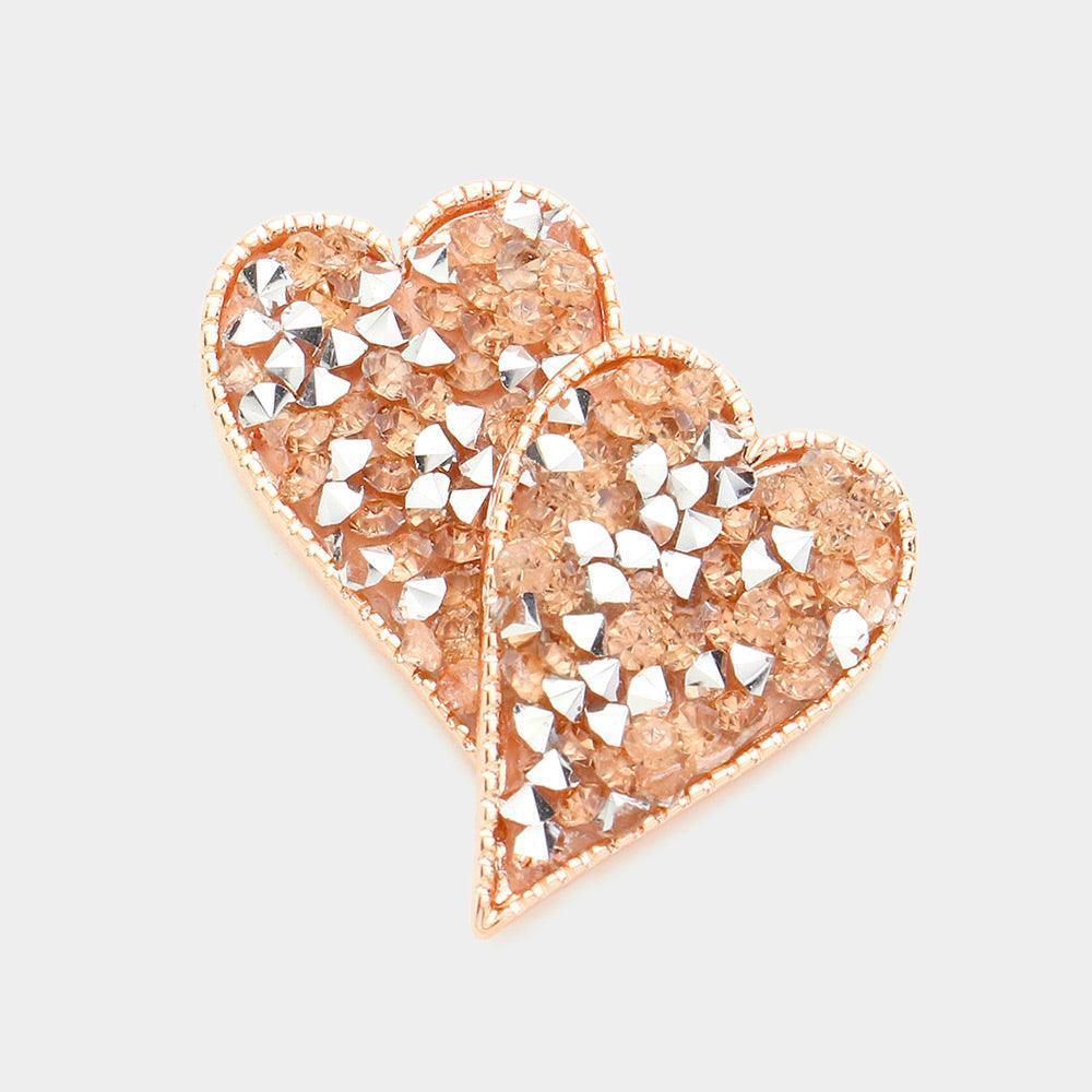 Peach Stone Cluster Heart Stud Earrings - Jewelry Store by Erik Rayo