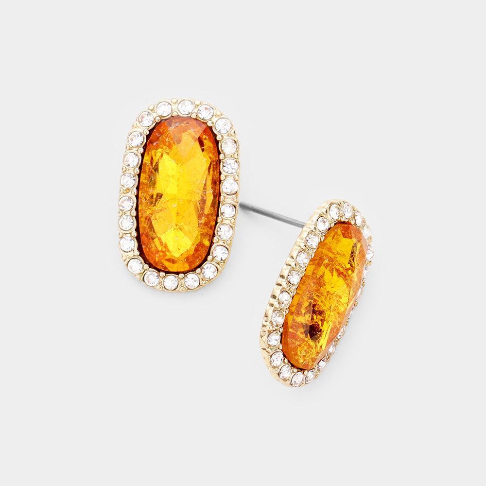Gold Druzy Rhinestone Pave Stud Earrings - Jewelry Store by Erik Rayo