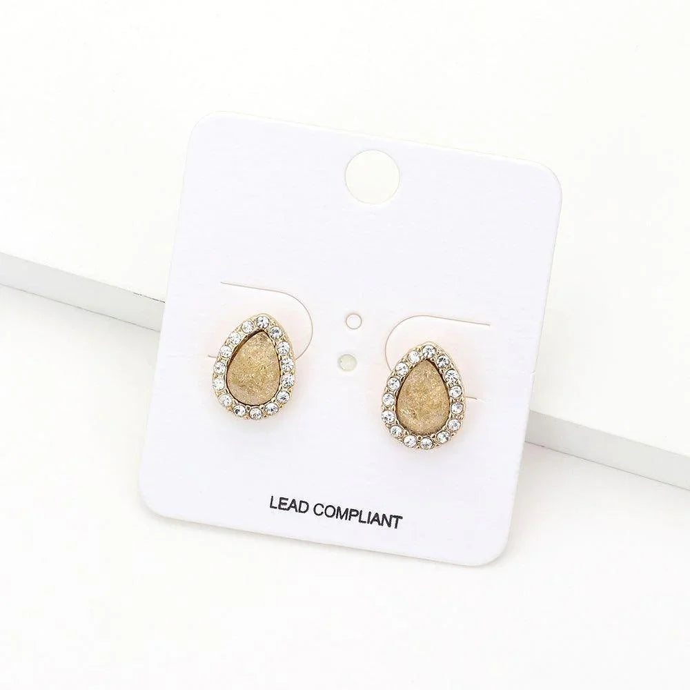 Teardrop Stone Accented Stud Earrings - Jewelry Store by Erik Rayo