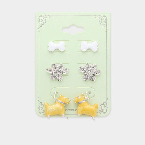 3Pairs - Dog Bone Paw Earrings - Jewelry Store by Erik Rayo