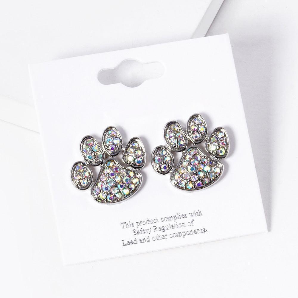 Stone Paved Paw Stud Earrings - Jewelry Store by Erik Rayo