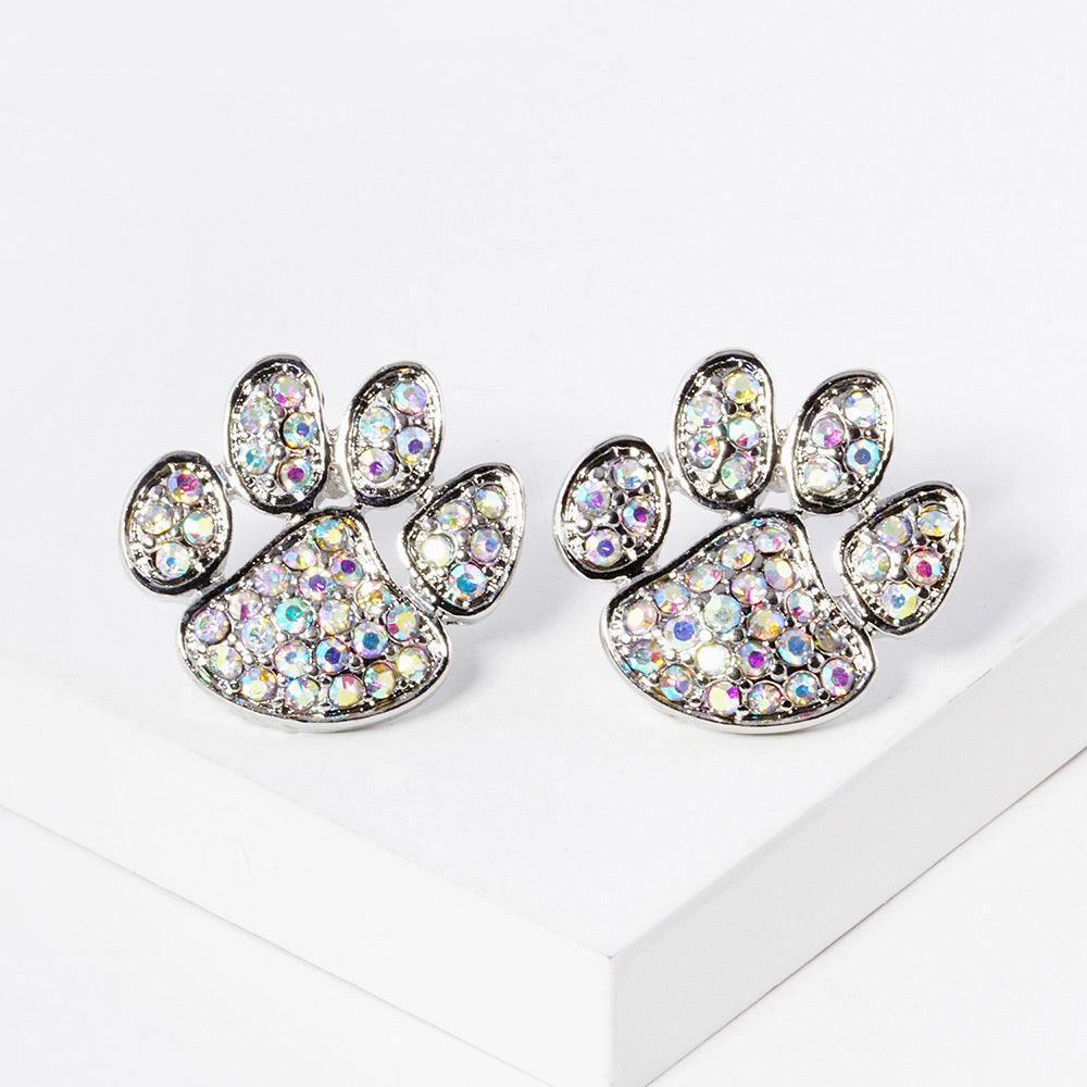 Stone Paved Paw Stud Earrings - Jewelry Store by Erik Rayo