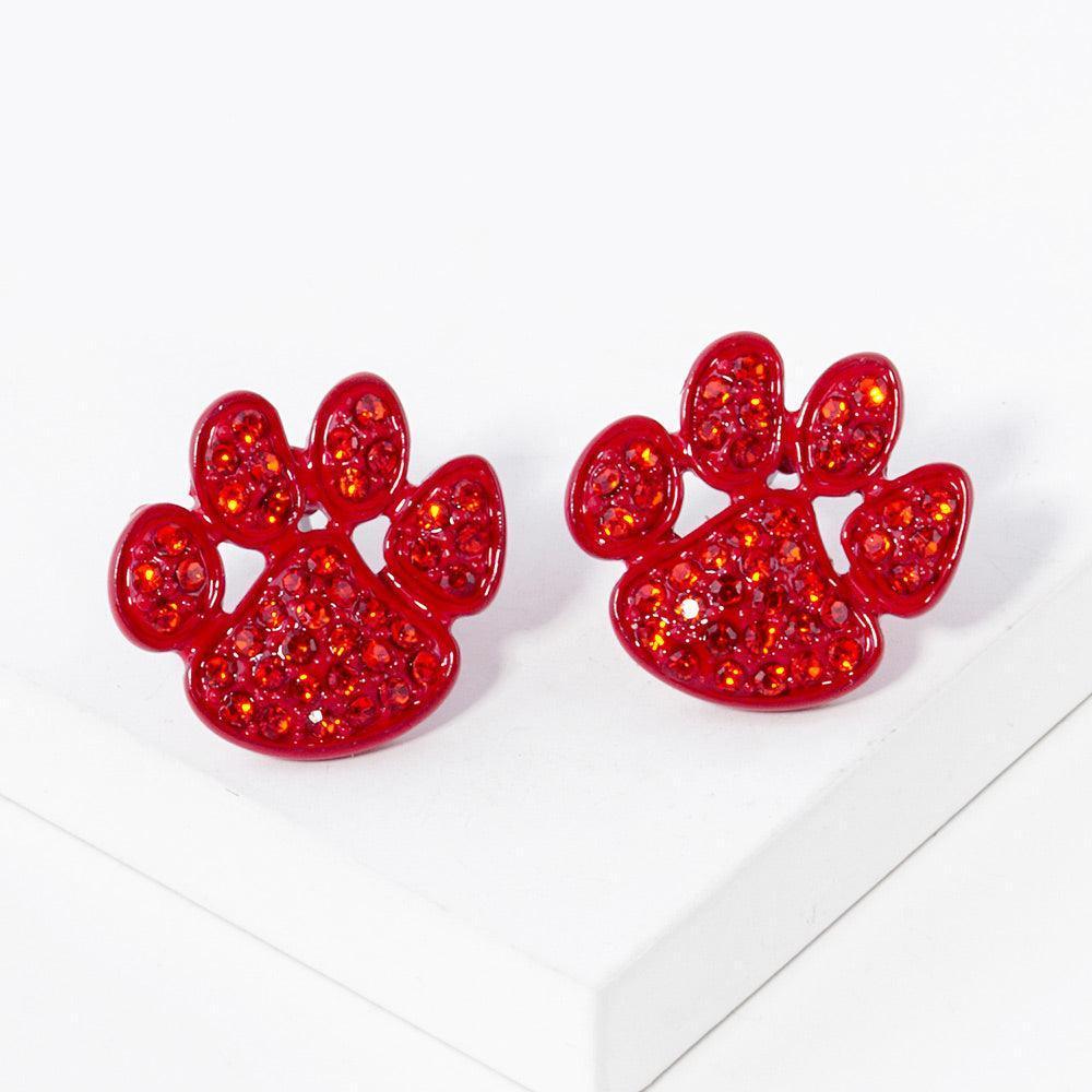 Stone Paved Paw Stud Earrings - Jewelry Store by Erik Rayo