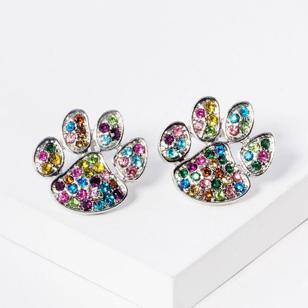 Stone Paved Paw Stud Earrings - Jewelry Store by Erik Rayo