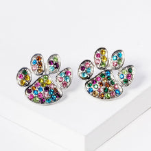 Load image into Gallery viewer, Stone Paved Paw Stud Earrings
