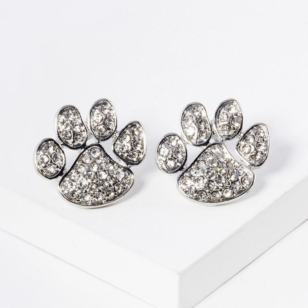 Stone Paved Paw Stud Earrings - Jewelry Store by Erik Rayo