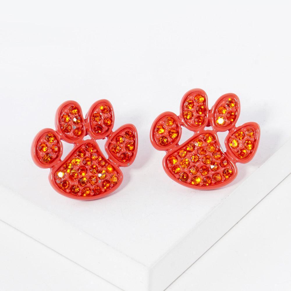 Stone Paved Paw Stud Earrings - Jewelry Store by Erik Rayo