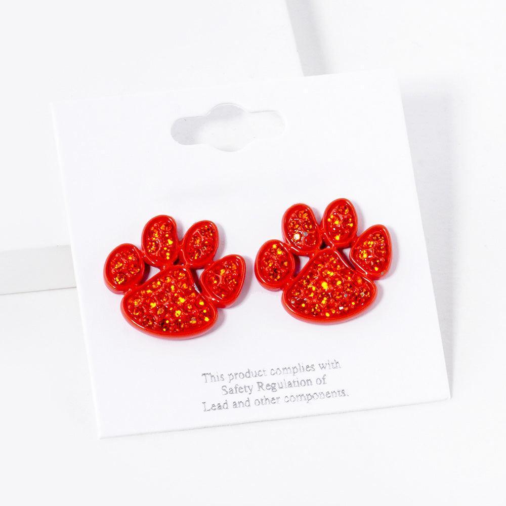 Stone Paved Paw Stud Earrings - Jewelry Store by Erik Rayo