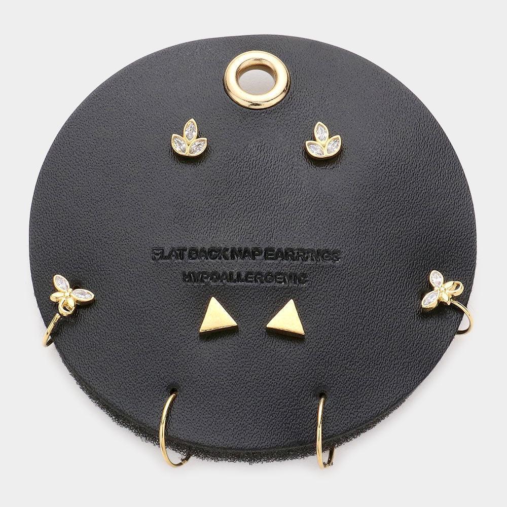 Gold Sprout Triangle Butterfly Endless Hoop 4Pairs Earrings - Jewelry Store by Erik Rayo