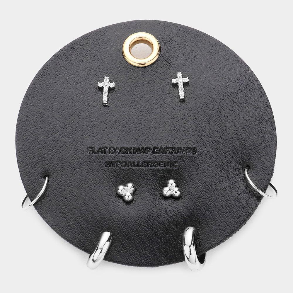 Silver Cross Triple Metal Ball Endless Hoop 4Pairs Earrings - Jewelry Store by Erik Rayo