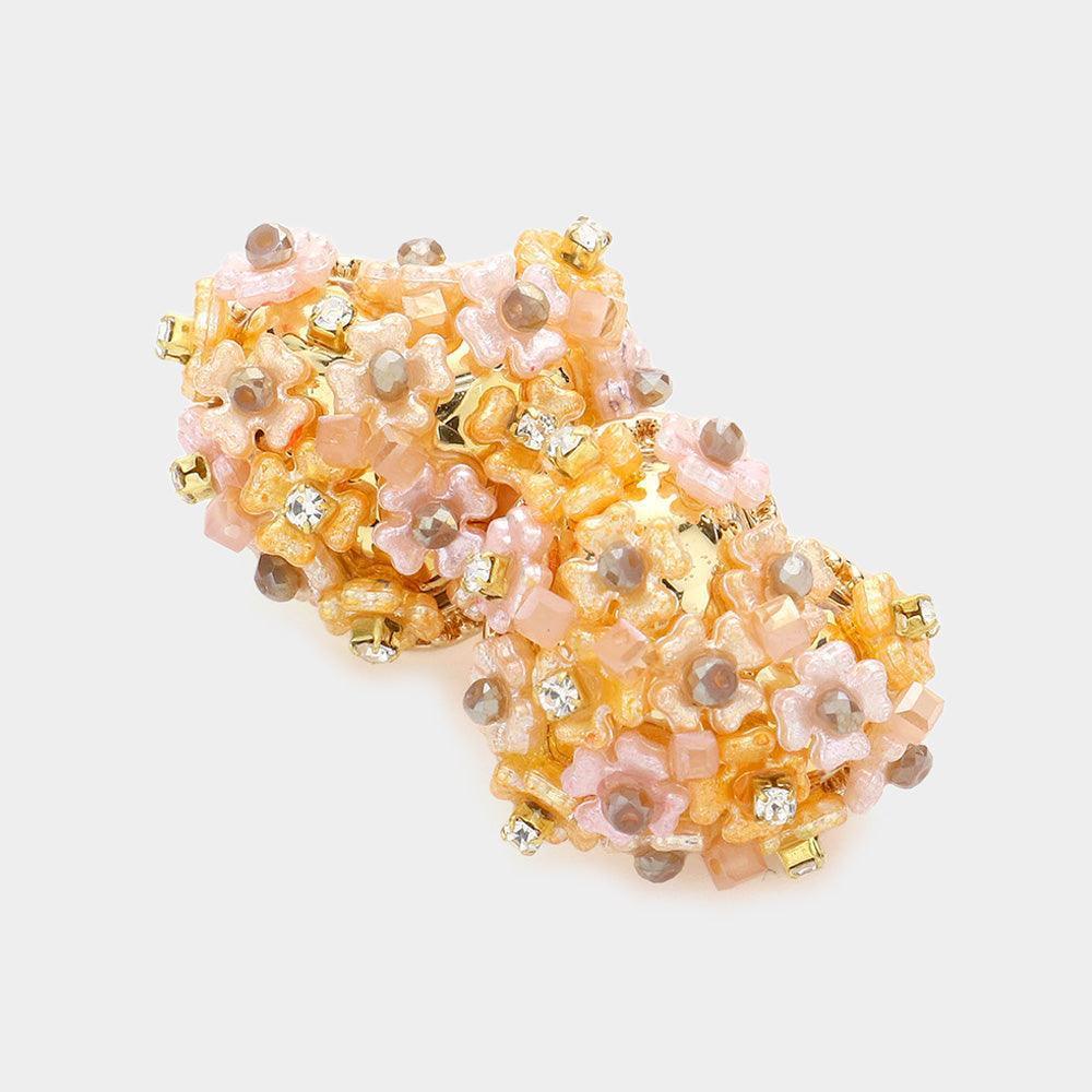 Yellow Flower Cluster Heart Stud Earrings - Jewelry Store by Erik Rayo