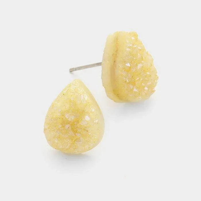 Gold Semi precious druzy stud earrings - Jewelry Store by Erik Rayo