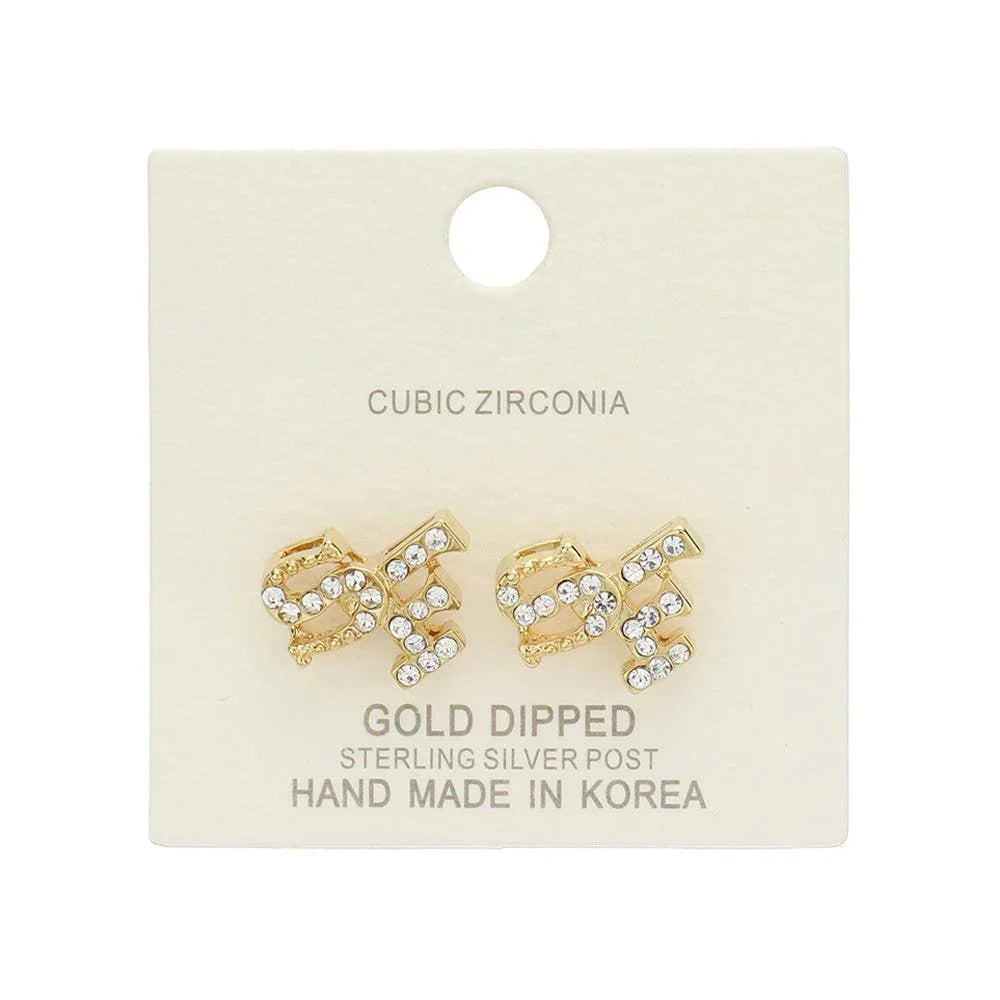 Silver Gold Dipped CZ Cubic Zirconia SF Stud Earrings - Jewelry Store by Erik Rayo