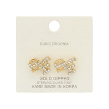 Load image into Gallery viewer, Silver Gold Dipped CZ Cubic Zirconia SF Stud Earrings
