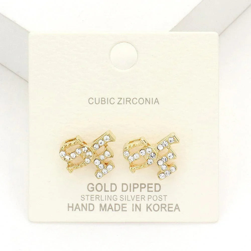 Silver Gold Dipped CZ Cubic Zirconia SF Stud Earrings - Jewelry Store by Erik Rayo