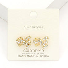 Load image into Gallery viewer, Silver Gold Dipped CZ Cubic Zirconia SF Stud Earrings
