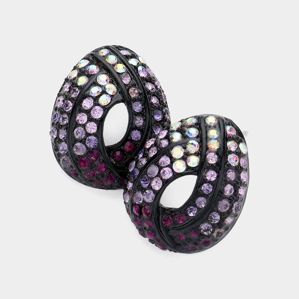 Amethyst Twisted Stone Paved Stud Earrings - Jewelry Store by Erik Rayo