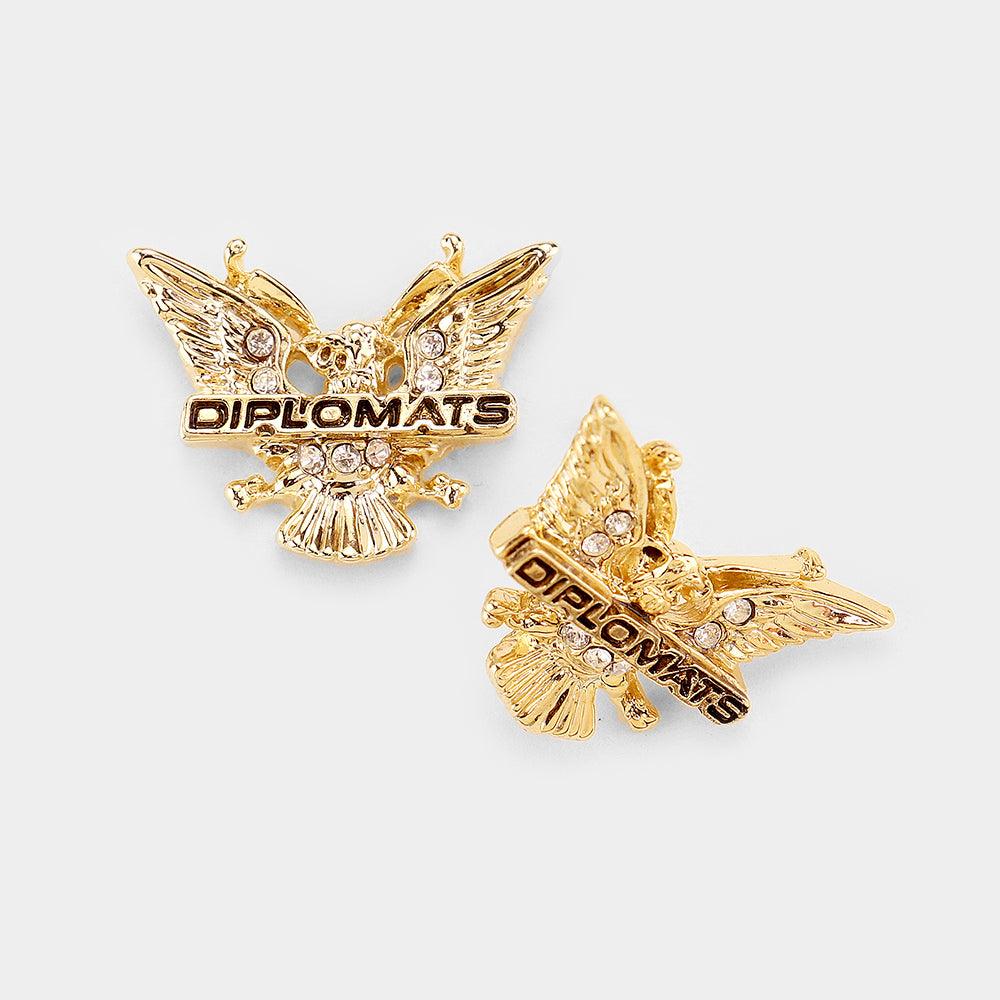 Silver Gold Dipped CZ Cubic Zirconia Diplomats Stud Earrings