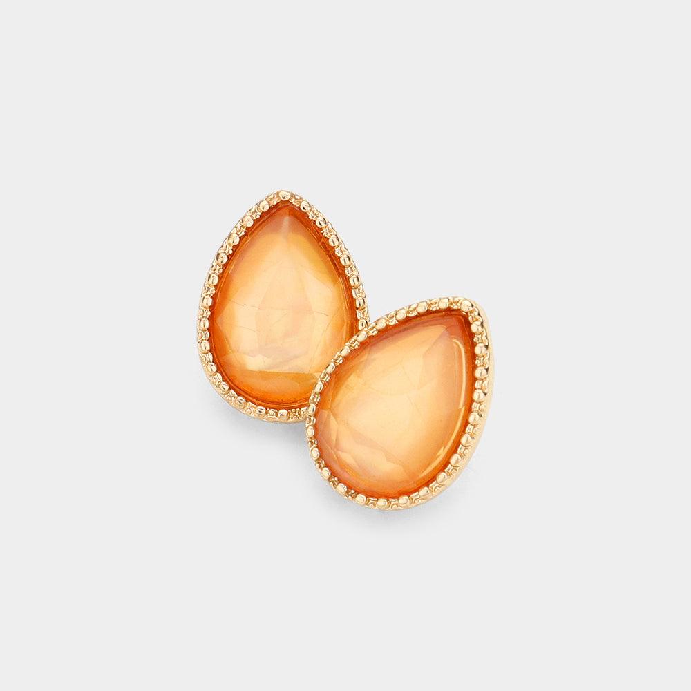 Teardrop Stone Stud Earrings