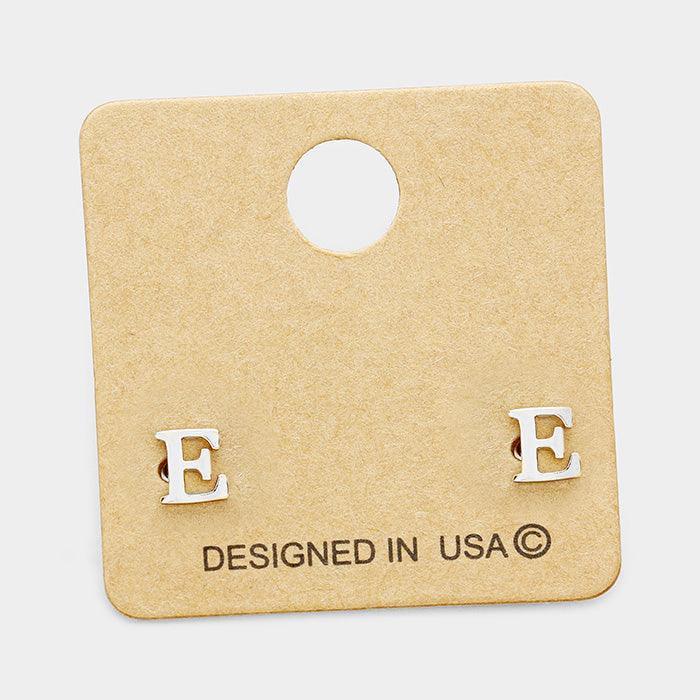 'E' Metal Monogram Stud Earrings - Jewelry Store by Erik Rayo
