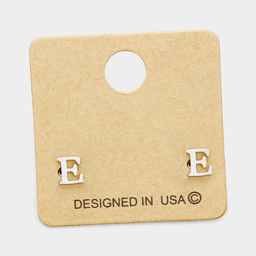 'E' Metal Monogram Stud Earrings - Jewelry Store by Erik Rayo