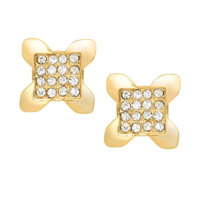 Gold Crystal pave stud earrings