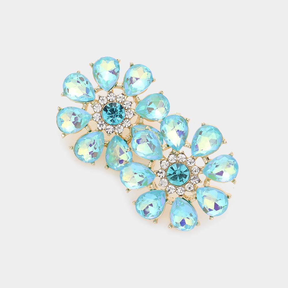 Turquoise Flower Stud Evening Earrings