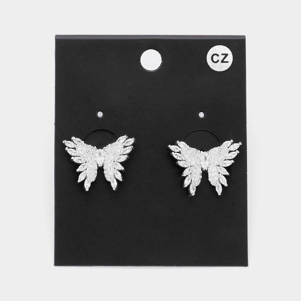 CZ Stone Embellished Butterfly Stud Earrings - Jewelry Store by Erik Rayo