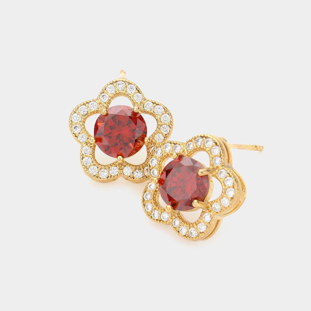CZ Flower Stud Earrings - Jewelry Store by Erik Rayo