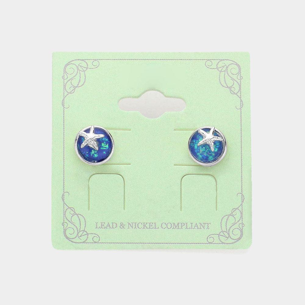 Silver Starfish Pointed Round Stud Earrings - Jewelry Store by Erik Rayo