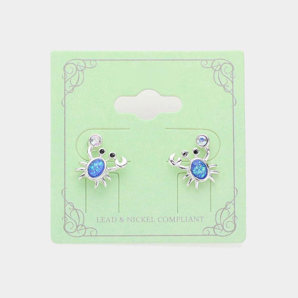 Silver Crab Stud Earrings - Jewelry Store by Erik Rayo