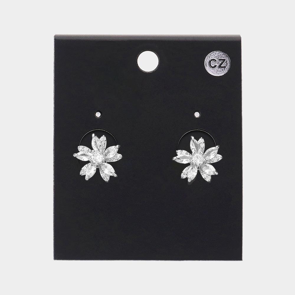 CZ Stone Flower Stud Earrings - Jewelry Store by Erik Rayo